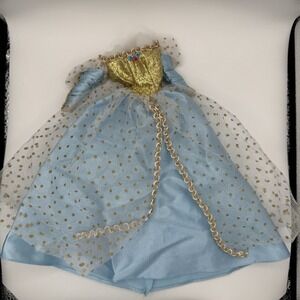 1996 Barbie as Cinderella Blue Gold Dress Gown for Fashion Doll Vintage